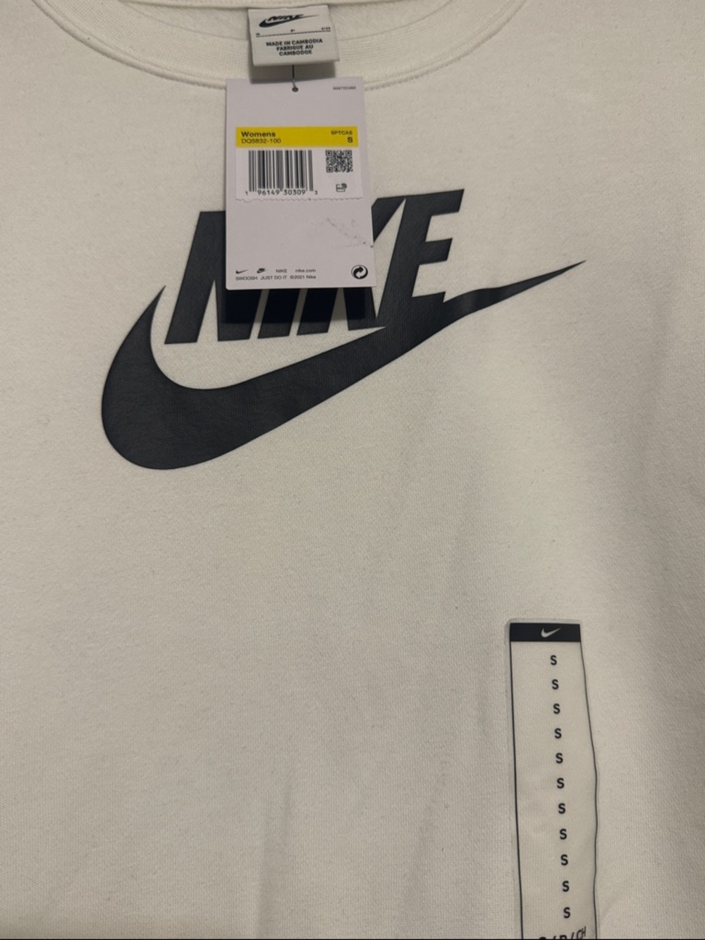 Nike Women's Sportswear Club Fleece Logo Sweatshirt Size Small - Picture 3 of 5